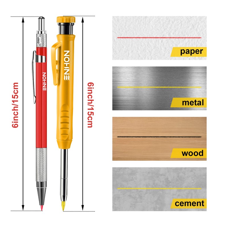 Enhon 4 Pcs Mechanical Carpenter Pencils with 40 Refills and