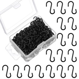 Shappy 100 Pcs Christmas Ornament Hooks for Christmas Tree Small S Hooks for Hanging 0.55 Inch Mini Metal S Wire Hanger‌ Connectors with Storage Box for Xmas Tree DIY Crafts Jewelry (Black)