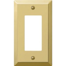 Amerelle (48)-Amerelle 1-Gang Stamped Steel Rocker Decor Wall Plate Polished Brass 163RBR
