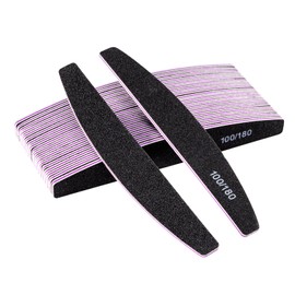 Carehabi Pack of 20 Professional Nail Files 100/180 Grit Nail Files for Gel Nails and Natural Nails Reusable Double-Sided Nail File for Nail Salons DIY Nail Art Home Black