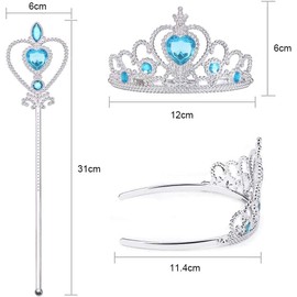 Vicloon Princess Dress Up Accessories, 2PCS Princess Crown and Wands for Little Girls, Jewelry Toy Gifts for Toddler Girls Christmas Party Cosplay Set for 3+ Years Old