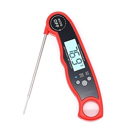 1 Piece Waterproof Digital Food Thermometer with Foldable Sensor, Red/Black/Blue Instant Read Kitchen Thermometer for Meat, BBQ, Cooking, Baking, Turkey, Sugar