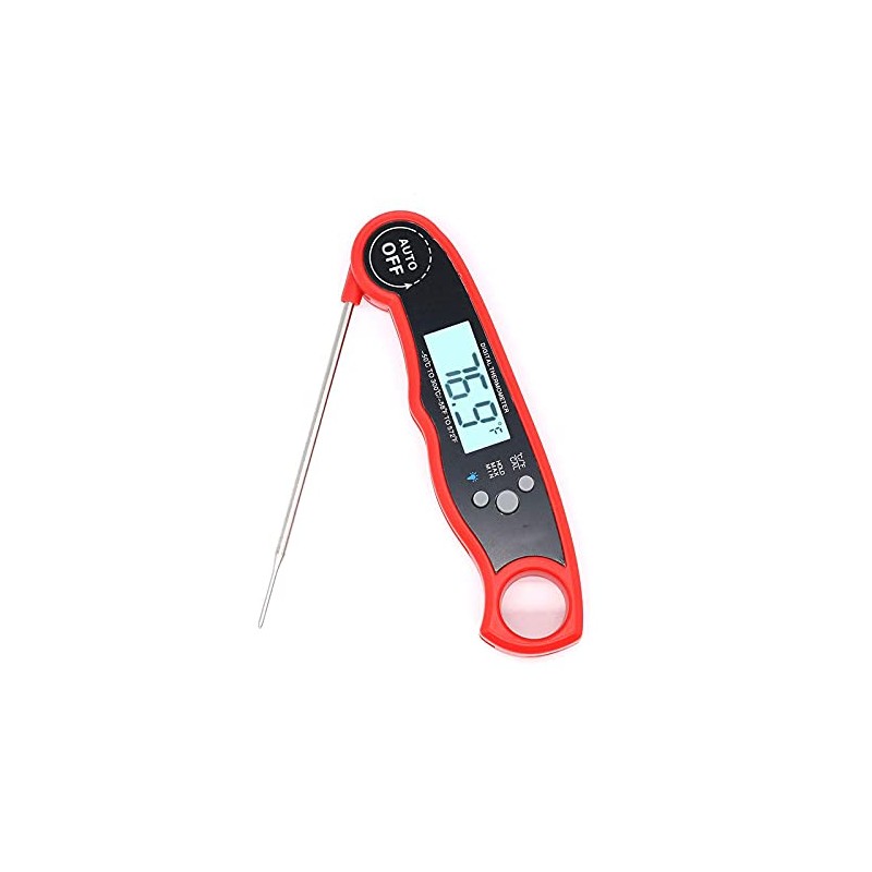 1 Piece Waterproof Digital Food Thermometer with Foldable Sensor, Red/Black/Blue