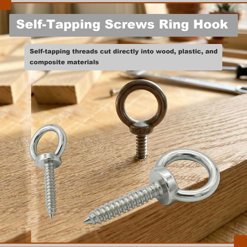 Floyutin 2 in Long Self Tapping EyeBolts M4x50mm Eye Screws