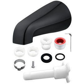 Universal Tub Spout with 5 in 1 Adapter, Bathtub Faucet Replacement Without Diverter, 5" Length, Fits 1/2", 3/4" IPS Thread for All Shower and Tub Faucet Brands (Black)