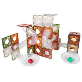 80 PCs Marble Run Maze Race Track Magnetic Tiles Magnet Building Block Educational Construction Toy Playset STEM Learning Kit Child Brain Development