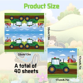 Pack of 40 Tractor Napkins, 33 x 33 cm (Extended) Square Napkins Tractor, Party Tableware, Disposable Napkins for Children's Birthday Boys / Girls Birthday