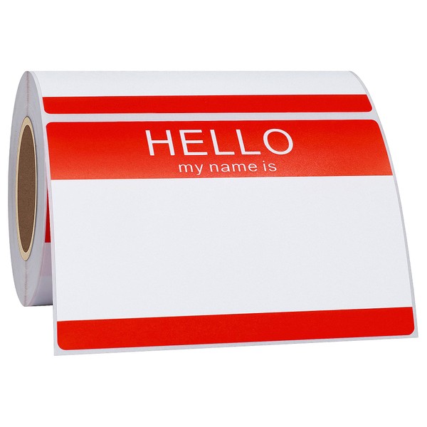Hycodest 89mm x 60mm Red Hello My Name is Stick