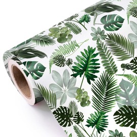 WRAPAHOLIC Tropical Wrapping Paper - Mini Roll - 17 Inch x 16.5 Feet - Green Monstera Leaf Hawaii Wrapping Paper for Birthday, Wedding, Bridal Shower, Baby Shower