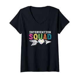 Womens Cute Heart Hand Intervention Specialist Teacher Appreciation V-Neck T-Shirt