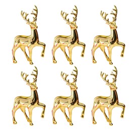 GUGUGUHOME Christmas Decorations Indoor Reindeer Sculpture (Set of 6),Pink Room Decor, Cottagecore Gold Entryway Table, Deer Sculpture, Knick Knacks (Gold)