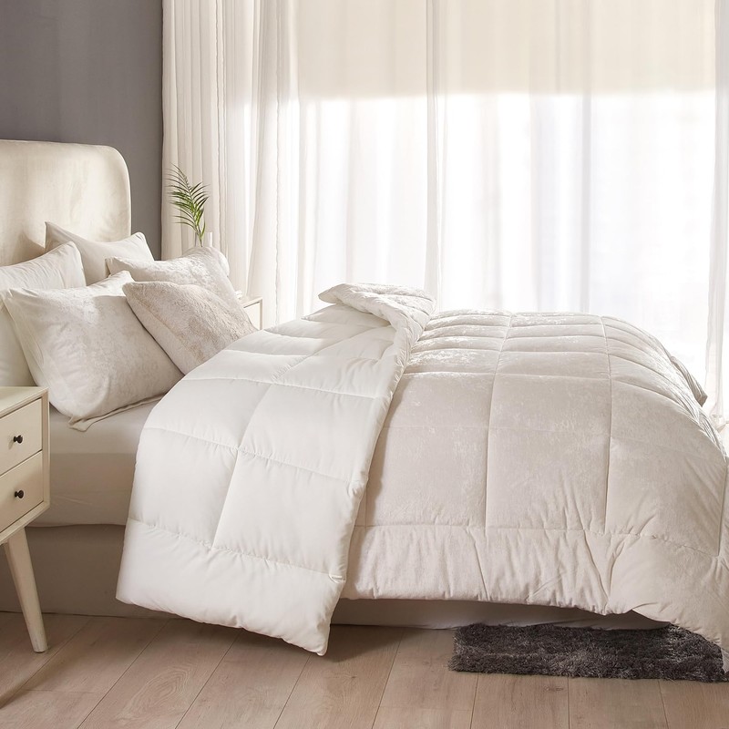HYPREST Velvet Comforter King,3 Pcs Luxury Elegant Velvet Duvet,Ultra Soft