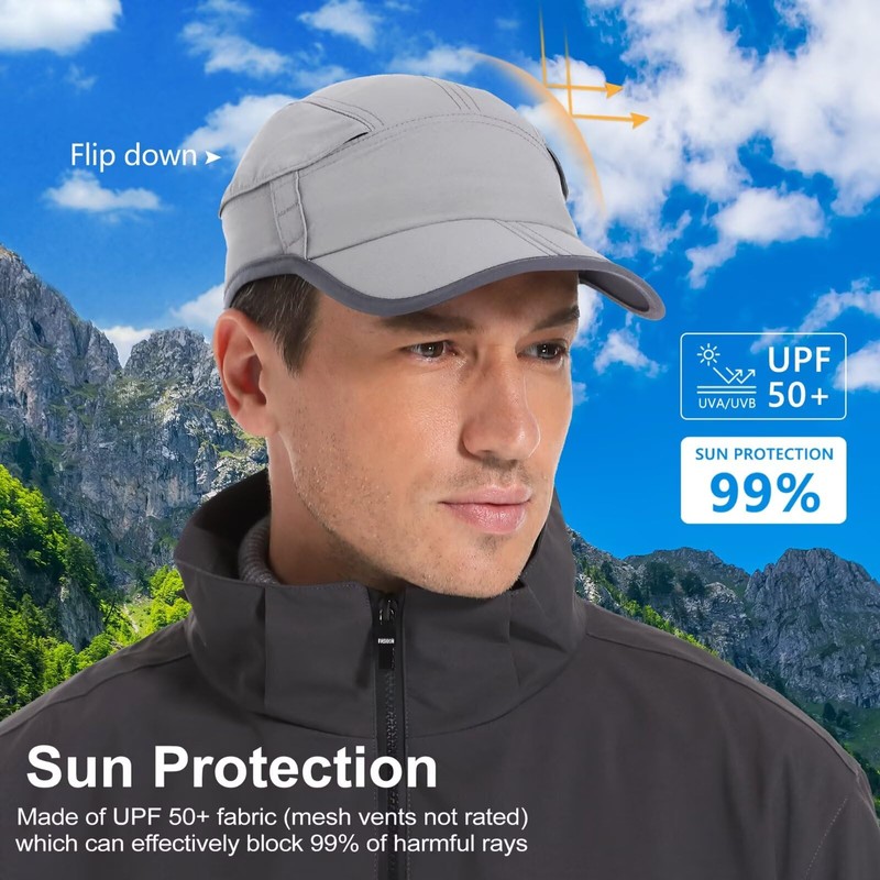 GADIEMKENSD Baseball Cap with Mesh Ventilation and Foldable Peak, Portable