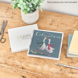 Hunts England - Luxury Boxed Stunning Festive Geese Christmas Card For Him Or Her - Merry Christmas - Milo's - Premium Christmas Card For Men, Women, For Friends, etc. - Card In Keepsake Box