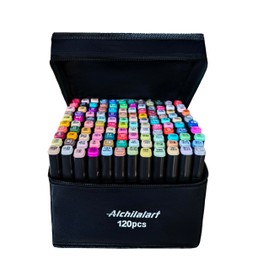 alchilalart Alcohol markers, 120 Colors Alcohol Based Markers, Alcohol Markers Set, Dual Tip Alcohol Sketching Drawing Markers Animation for Adults Kids