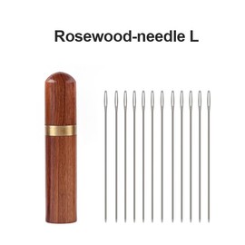 WUTA Leather Craft Needles Rosewood Needle Case Hand Sewing Needles Leather Needles Leather Tools Craft Tools 12 Hand Sewing Needles with Needle Container (L)