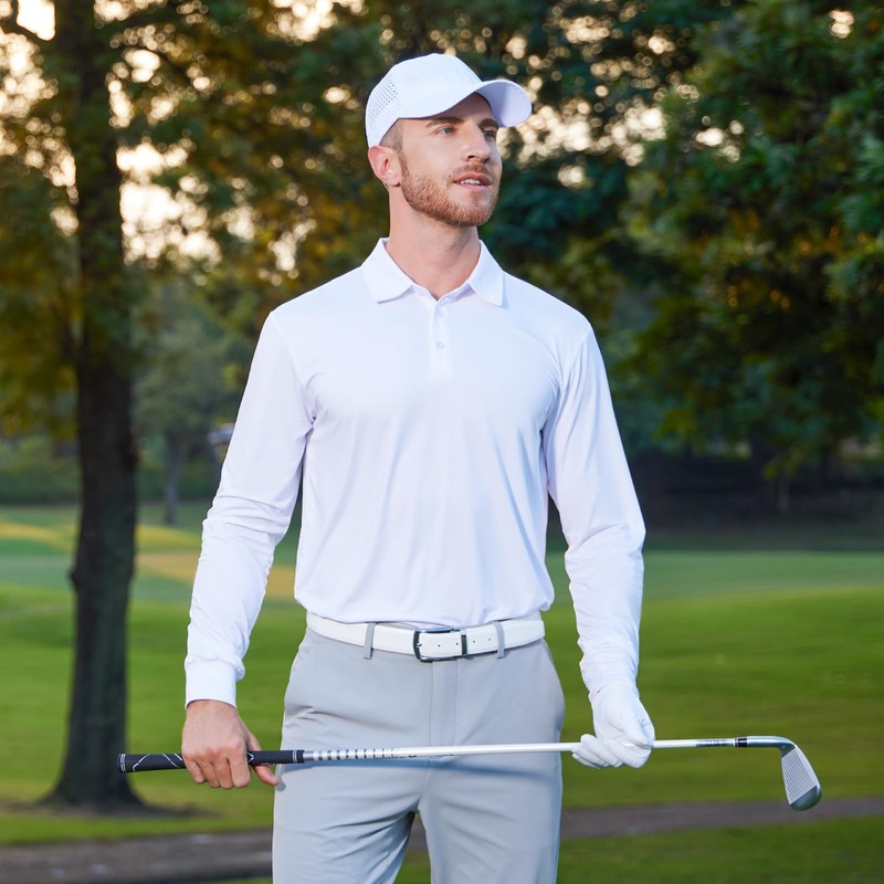 NAVISKIN Men's Long Sleeve Polo Shirts Golf Shirts Quick Dry