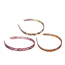 WOONEKY 3pcs Elegant Oxford Resin Hairband Fixed Headband for Sports Curvy Christmas Daily Hairstyles