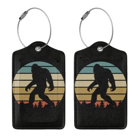 2 Pcs Bigfoot Luggage Tags for Suitcases, Funny Sasquatch Luggage Tags, Bachelorette Honeymoon Anniversary Christmas Birthday Travel Bag Gift for Men Women, Privacy Cover ID Label with Steel Loop