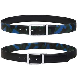 Falari Men's Dress Belt Reversible Genuine Leather Belt Enclosed in Gift Box 9022 (XL 42-44, Blue Camouflage)