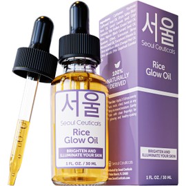 SeoulCeuticals Rice Bran Oil for Skin - Korean Skin Care Facial Glow Oil With Squalane & Vitamin E - Cruelty Free K Beauty Skincare for Glass Skin 1oz