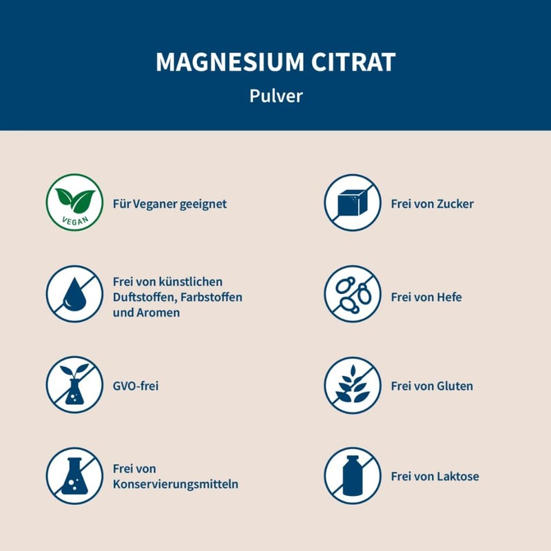 Magnesium Citrat Pulver - vegan - hochdosiert - 500 gramm