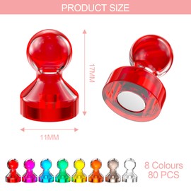 Fervalyna 80 Stück Magnete für Magnettafel, Mini Neodym Magnet, Kühlschrankmagnete, Bunt Starke Magneten, Kegelmagnete Kühlschrank, für Whiteboards,Kühlschränke,Magnettafel (8 Farben), 11 x 17mm