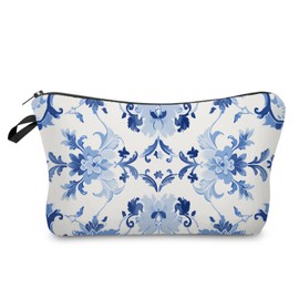 YULUENZE Blue And White Porcelain Cosmetic Bag for Women Cute Small Makeup Organizer Pouch with Zipper Blue And White Porcelain Toiletry Makeup Bag Gifts for Women