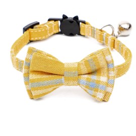 Cat Collar with Bell, Cat Collar, Dog Collar, Pet Collar, Cute, Bowknot Included, Checkered Pattern, Adjustable, Easy to Put on and Take off, Lightweight, Safe, Ribbon, Cute, Fashionable, Modern, Pet