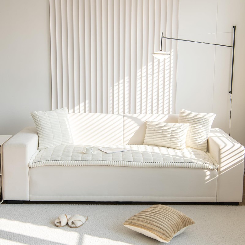 XSlive Faux Fur Plush Dog Couch Cover 3D Stripe Fuzzy