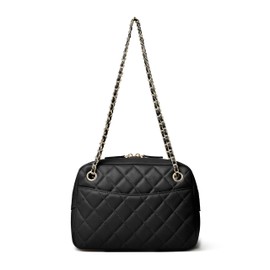 DORIS&JACKY Quilted Lambskin Shoulder Bag for Women, Small Soft Designer Crossbody Chain Purse (1-Black)
