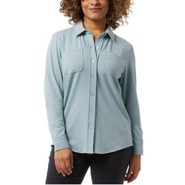 32 Degrees Ladies' Soft Fleece Button-Up Shirt – Warm, Stylish, and Perfect for Everyday Wear (US, Alpha, Large, Regular, Regular, Green)