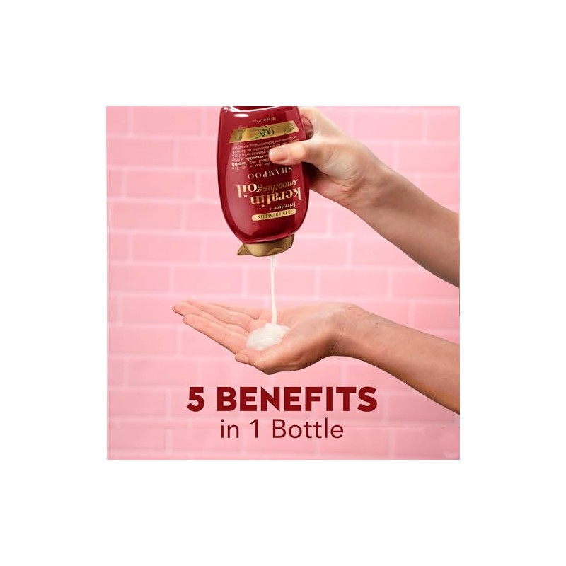 OGX Champú de aceite alisador sin frizz queratina, 5 en