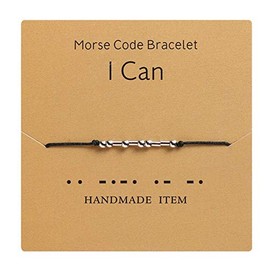 Morse Code Bracelet, AILUOR Silver Plated Beads on Silk Cord Friendship Bracelet Gift for Her, Secret Message Gift Jewellery for Women Men, Gift for Her Him, Metal