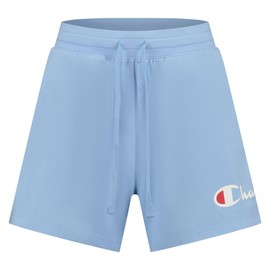 Champion Women's Legacy Icons W-Contrast Logo Cotton Lycra Shorts, sky blue