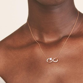 CERSLIMO Infinity Sign Chain Rose Gold Necklace Infinity Heart Cubic Zirconia Jewellery Gifts Mother's Day Birthday Christmas Valentine's Day Christmas Day for Girlfriend Girls Mum, Cubic Zirconia