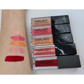 YARLADY 5pcs lip gloss combination set, 4pcs Shiny Lip gloss +1pcs lipstick matte long lasting 24 hours, Lip makeup Gift set