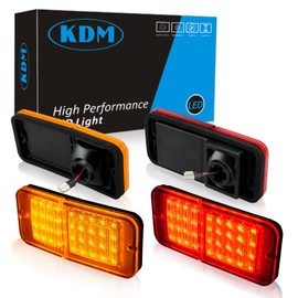 KDM LED Bumper Side Marker Reflectors Lights,Fit for 1968-1972 Chevy GMC C10 C20 C30 K10 K20 K30 C1500 C2500 C3500 K1500 K2500 K3500 Blazer,Front & Rear Side Marker Lights,Amber & Red Lens 4Pack