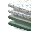 4 Pack Sage Green Fitted Nursery Sheets Neutral Unisex Baby