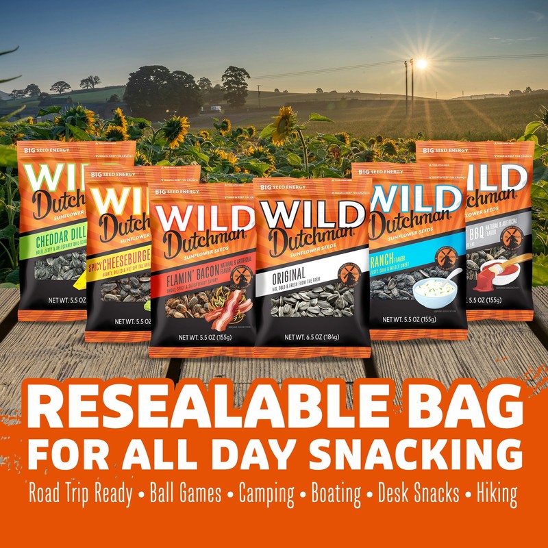 Wild Dutchman Roasted Sunflower Seeds in a Resealable Bag for