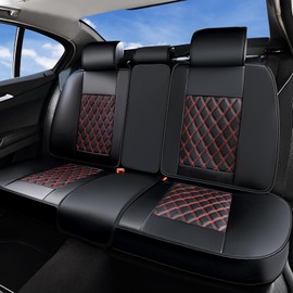 Huidasource Rear Bench Seat Cover for Cars, Automotive Interior Car Back Seat Cover Protector Universal Fit for Most Cars Sedan SUV Pickup Truck, Fit for Altima Mazda Hyundai(Back Row/Black&Red)