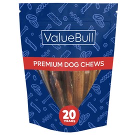 ValueBull Bully Sticks for Dogs, Jumbo 6 Inch, 10 Count - All Natural Dog Treats, 100% Beef Pizzles, Single Ingredient Rawhide Alternative