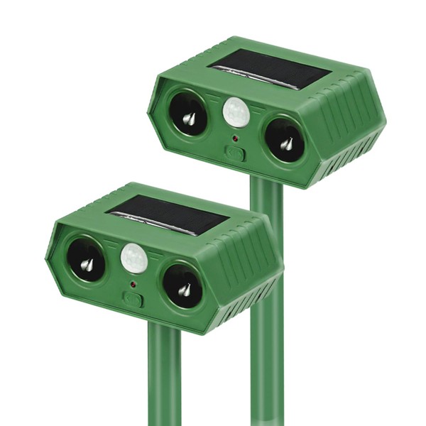 2P Upgraded Solar Animal Repeller with Siren and LED Flashing