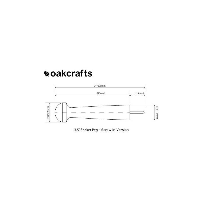 Screw in Oak Shaker Peg 3.5" - (Pack of 20)