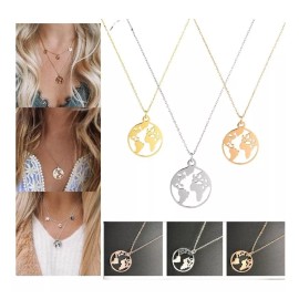 Deluxe Collar Dije Mapa Mundi Regalo Mamá Hija Maestra Abuela