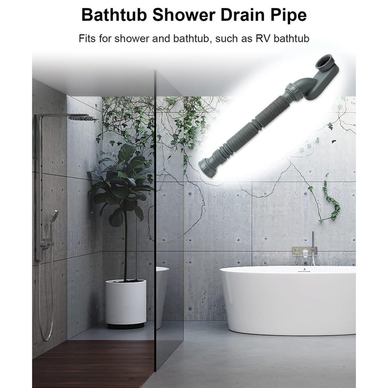 Nagoyuki Low Profile 1 1/2 P Siphon, Flexible Bathtub Shower