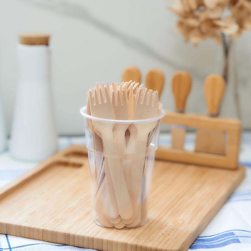 GoCoPack Wooden Cutlery: Pack of 200 Disposable Wooden 16cm Forks