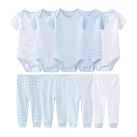 MAMIMAKA Short Sleeve Baby Bodysuit Newborn Baby Pants Baby Clothes for Baby Boy and Girls clothes set