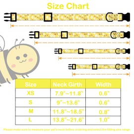 Faygarsle Dog Collar for Small Medium Large Dogs Yellow Puppy Collars for Female Dogs Floral Bee Daisy Patterned Pet Collars for Summer Spring Wedding Puppy Girl Dog Collar XS