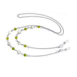 Crimmy Glasses Eyeglass Chain Strap Holders around Neck for Women, Stylish Eye Glasses Sunglasses Mask Necklace Lanyard … (green howlite)